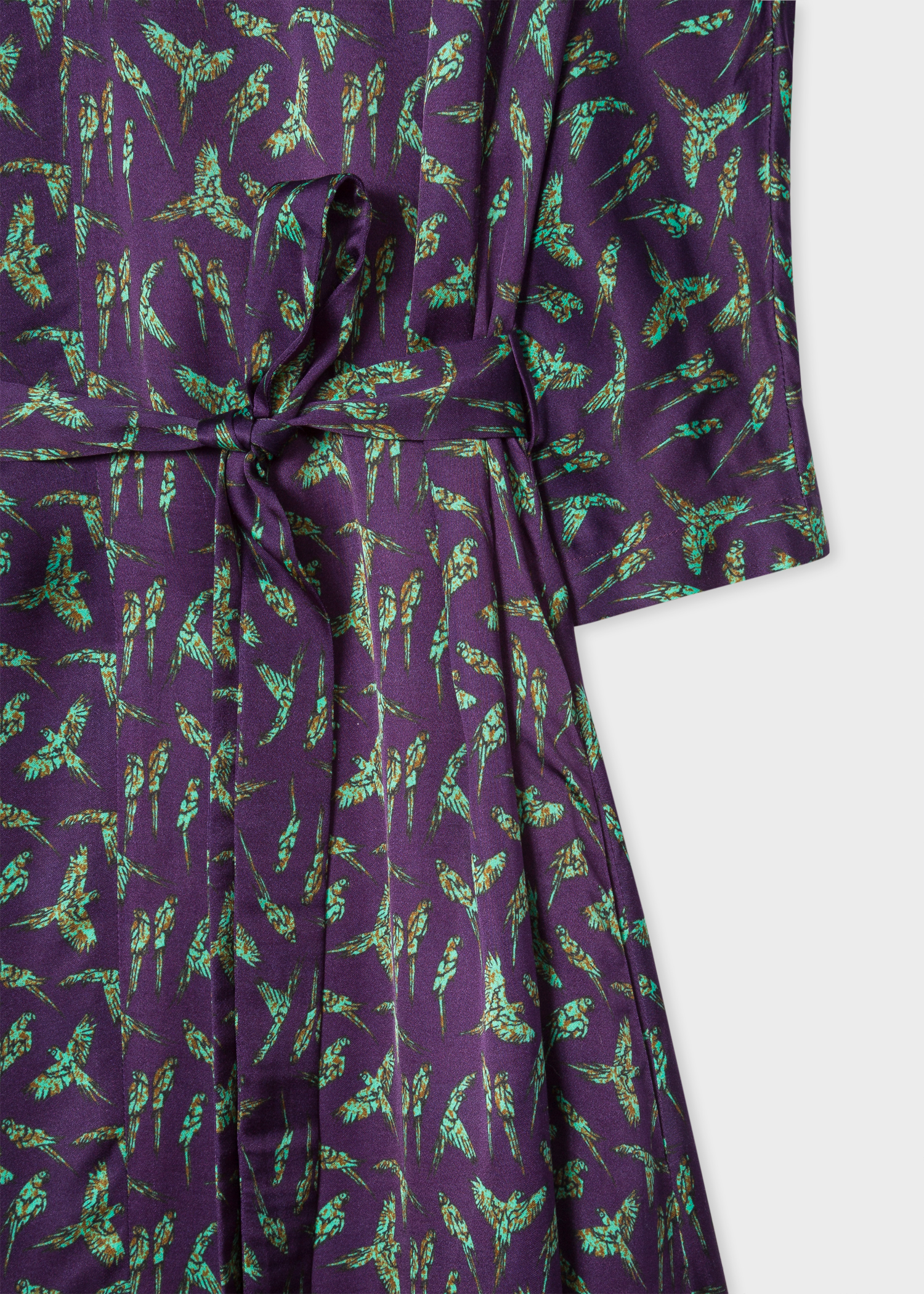 Belt view - Women's Violet 'Parrot' Print Gathered-Neck Midi Dress Paul Smith