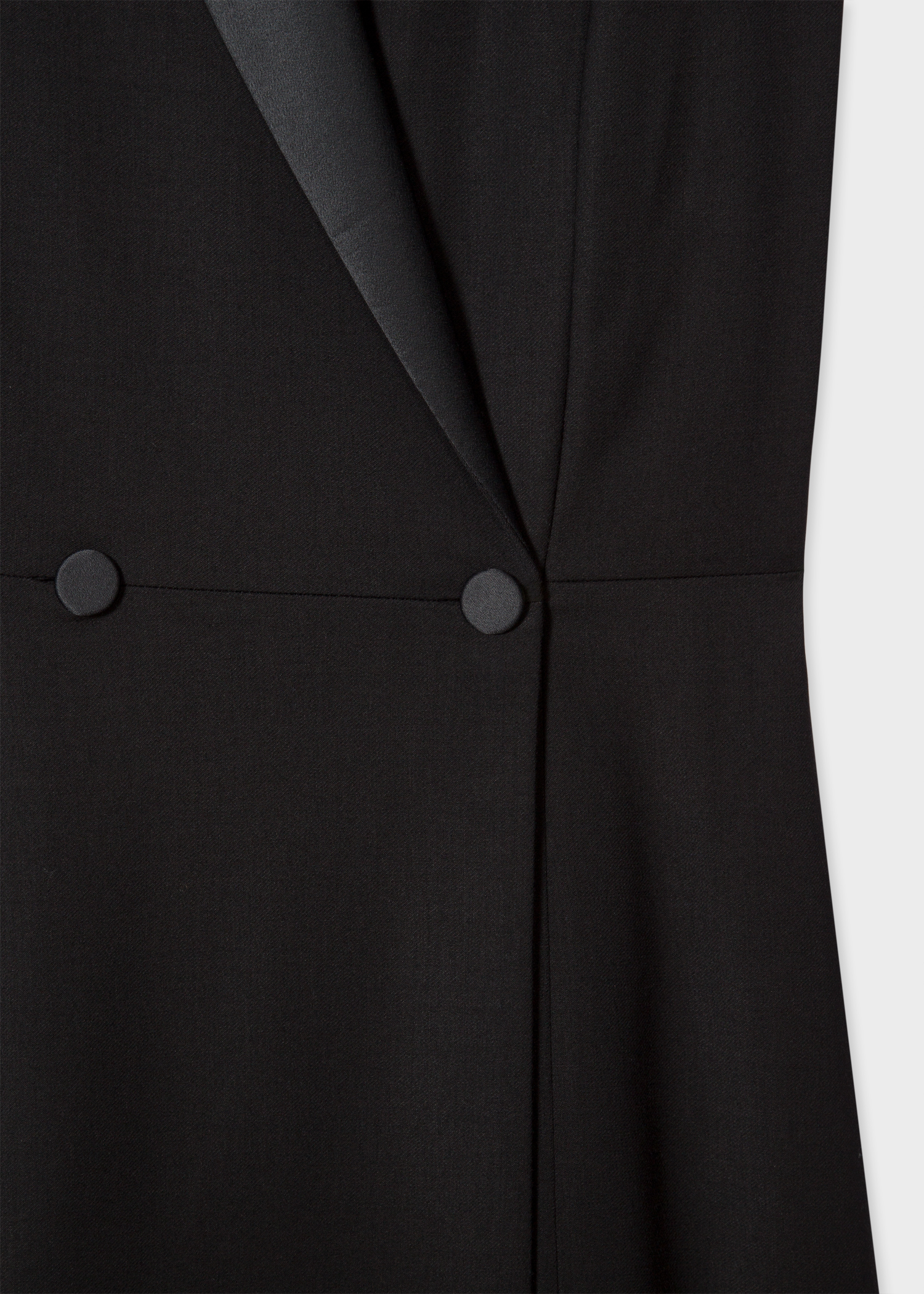 Button View - Women's Black Tuxedo Double-Breasted Dress With Satin Detail Paul Smith