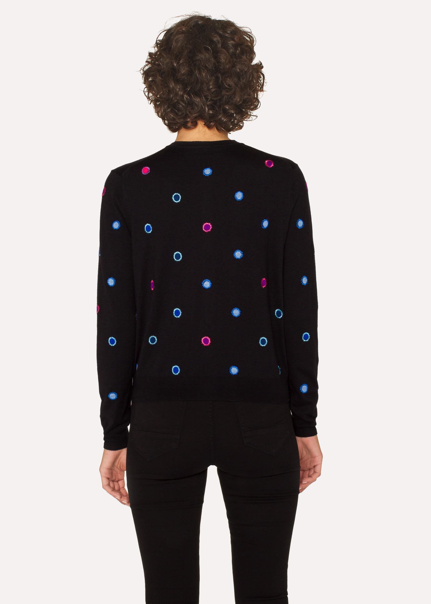 'scribble Et Cardigan Noir Brodé Smith Paul En Coton Laine Femme Spot' twH6w7nq