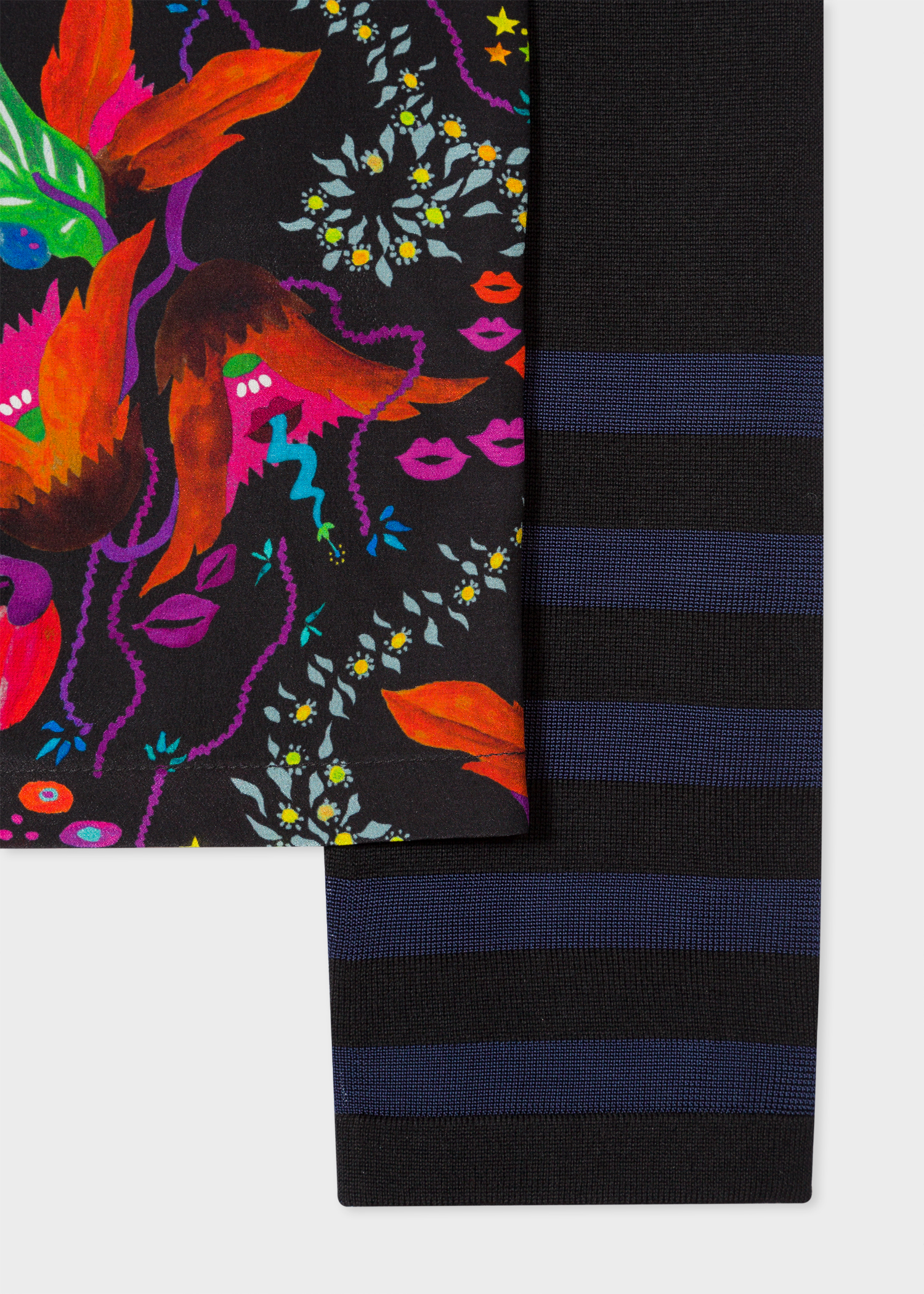 Hem view - Women's Black 'Earthling Floral' Wool V-Neck Sweater Paul Smith