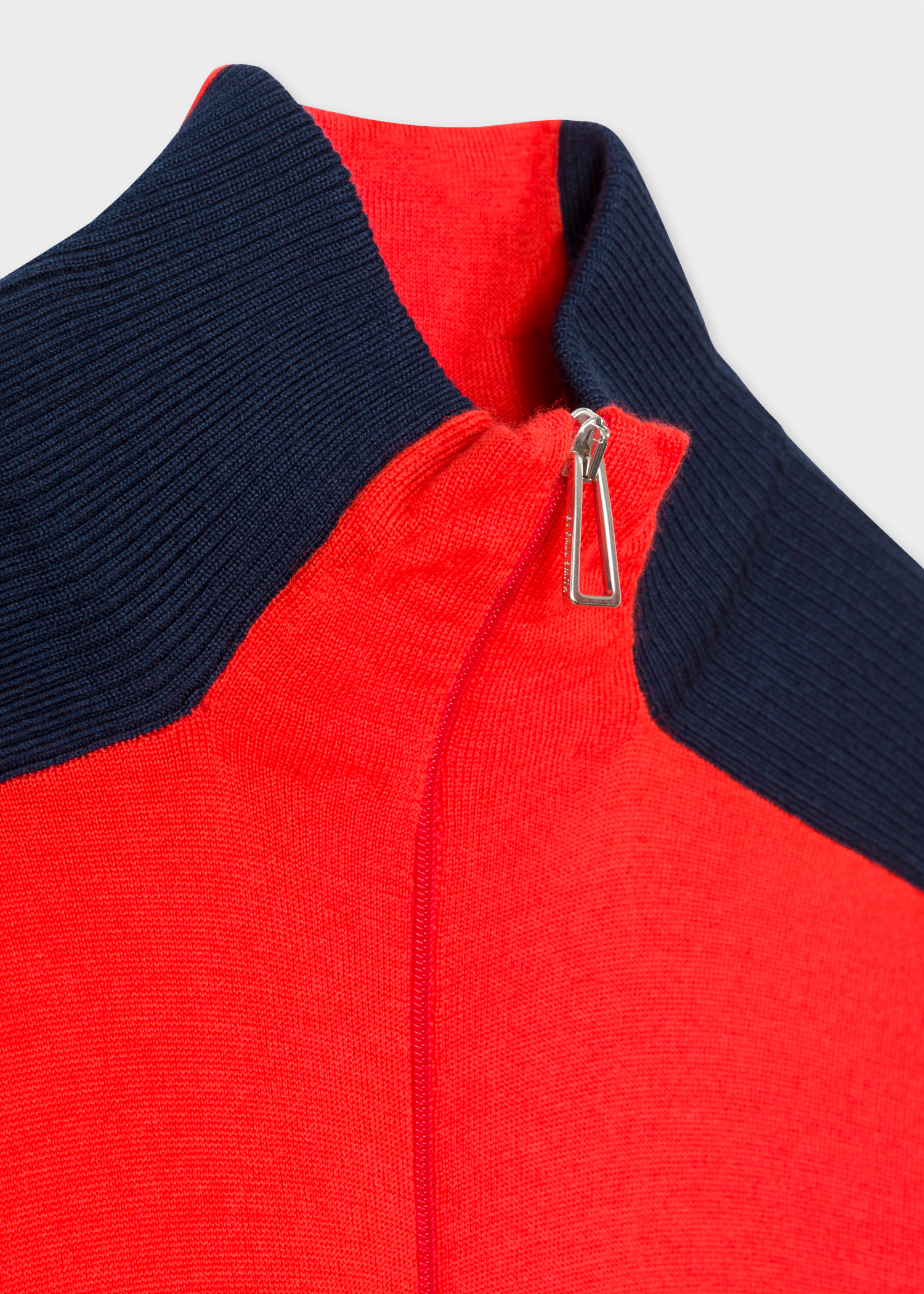 Detail view - Women's Red Colour-Block Half-Zip Wool Sweater Paul Smith