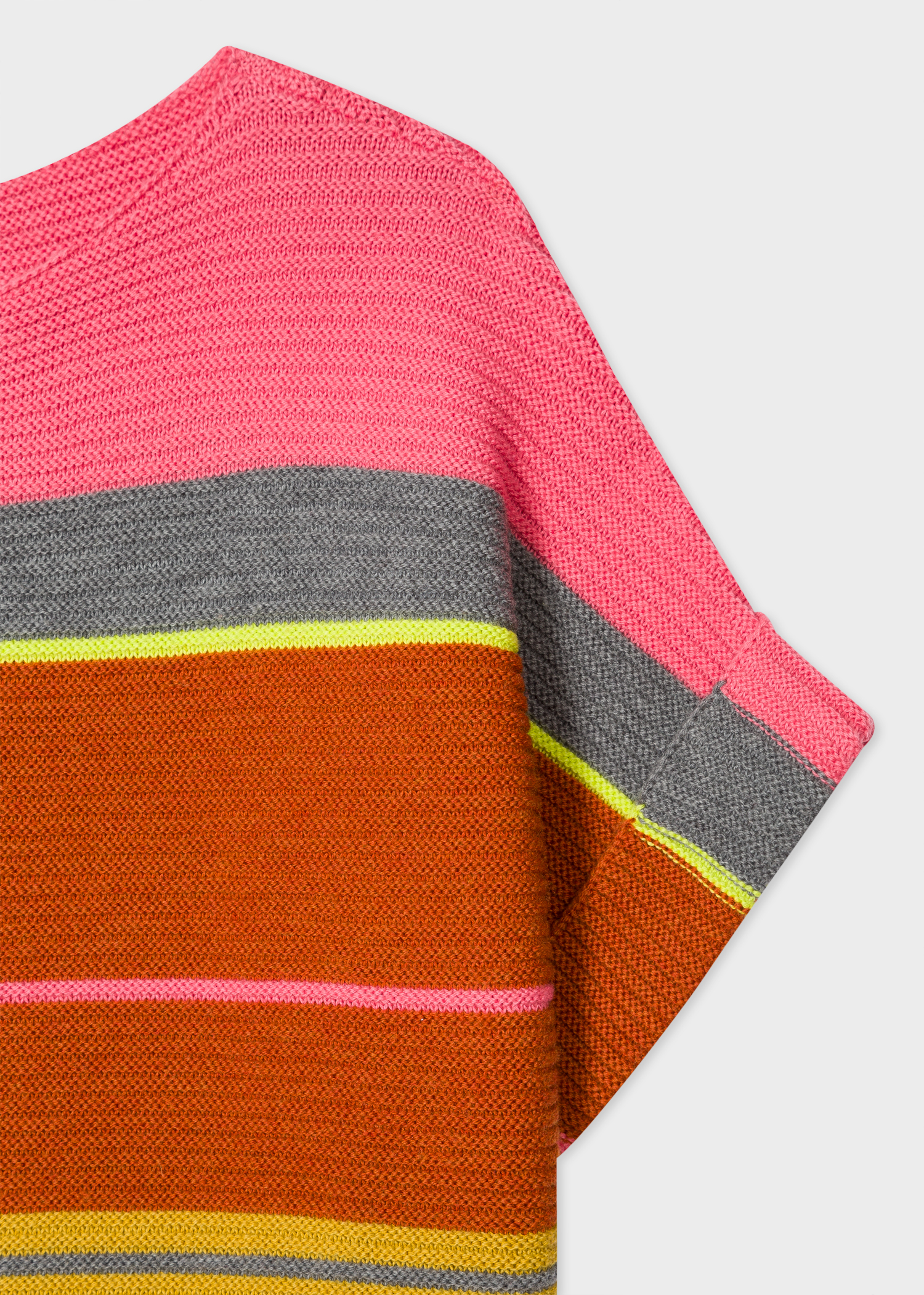 Sleeve detail - Women's Multi-Coloured Stripe Wool And Cotton-Blend Short-Sleeve Sweater Paul Smith