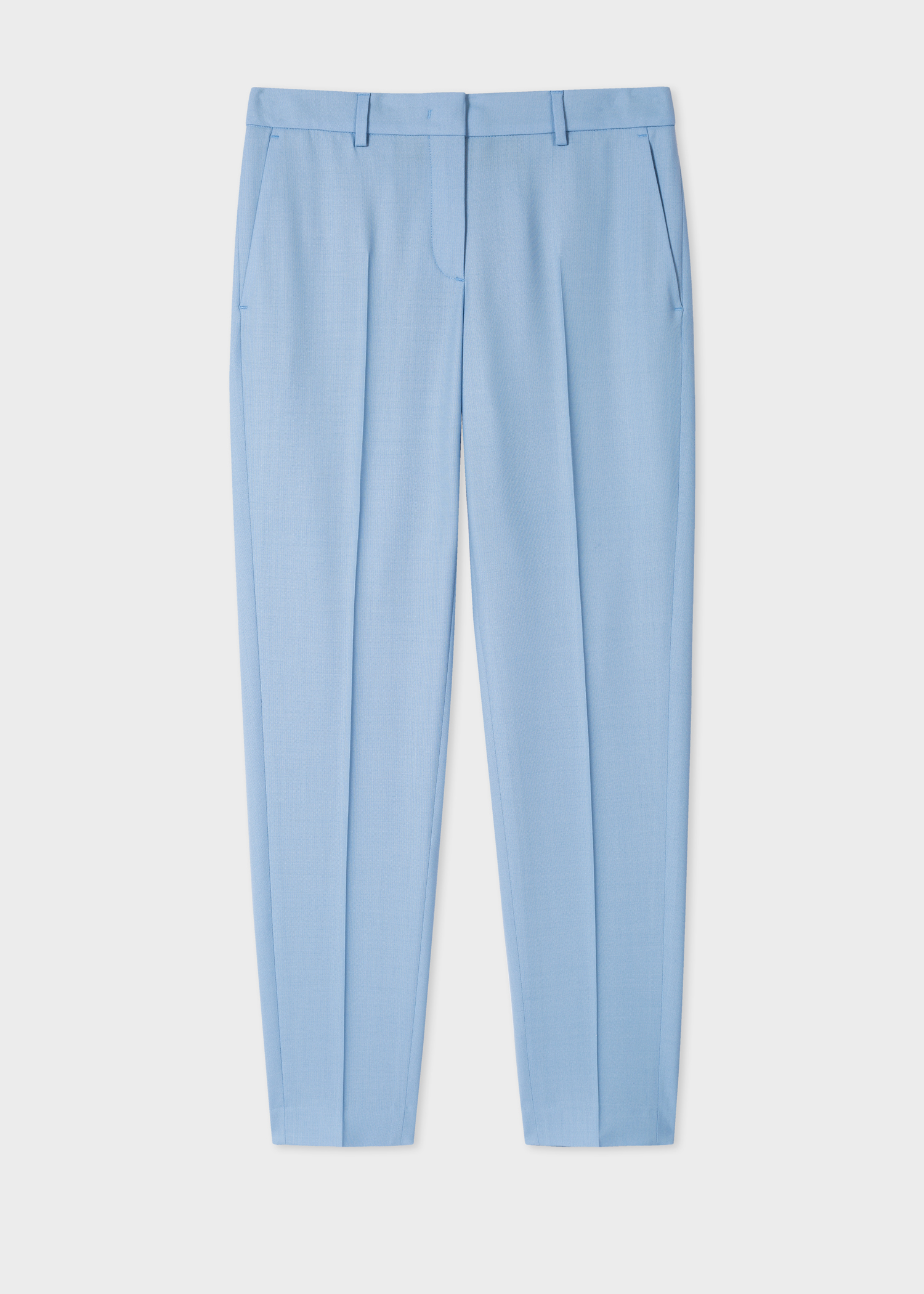 Women's Sky Blue Classic-Fit Wool-Hopsack Trousers