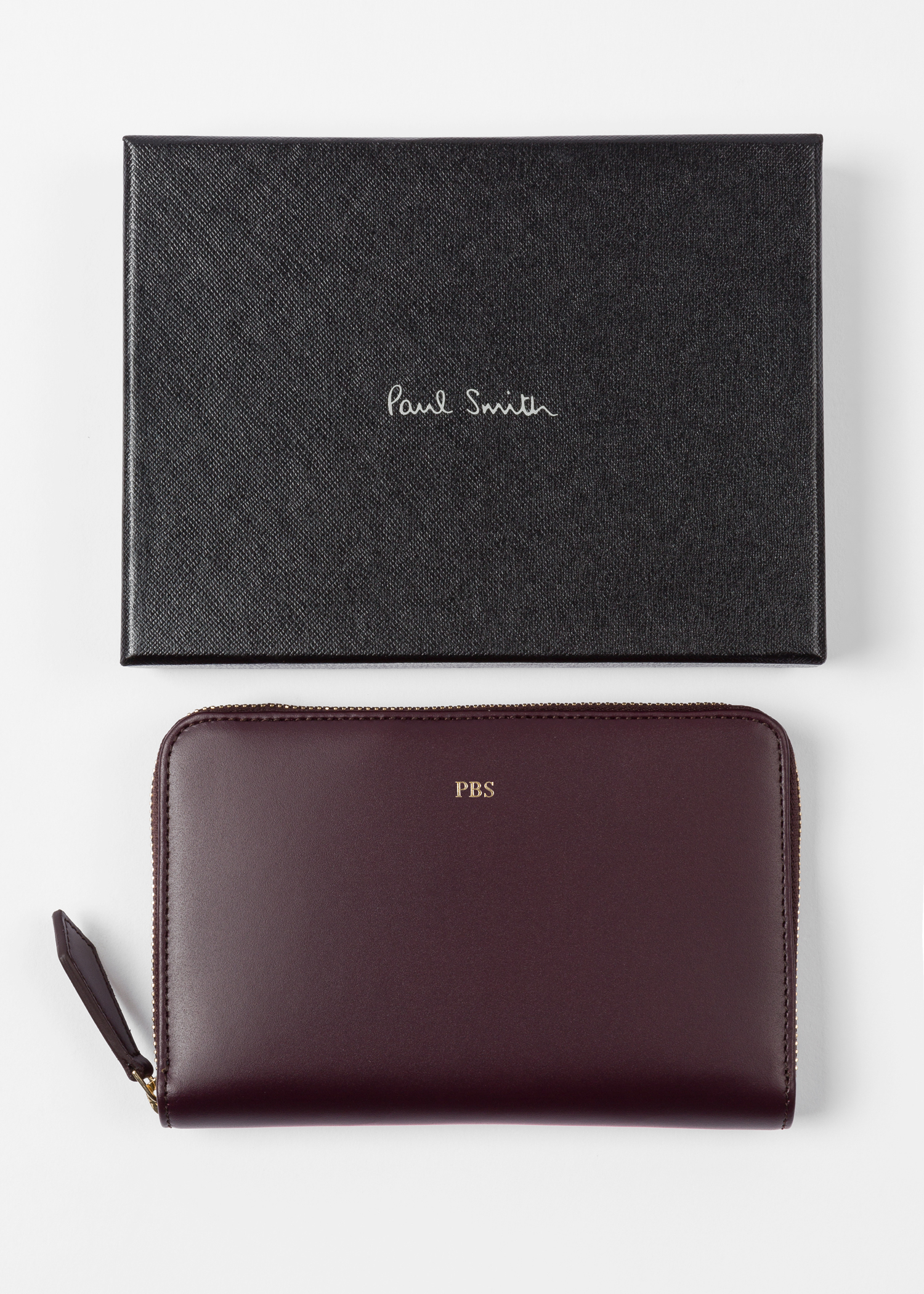 Women's Medium Damson Leather Monogrammed Zip-Around Wallet - Paul Smith US