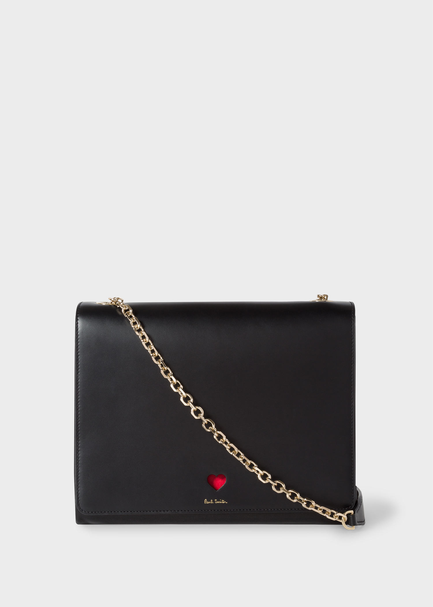 Women S Black Heart Leather Flap Handbag Paul Smith Paul Smith Women S Black Heart Leather Flap Handbag