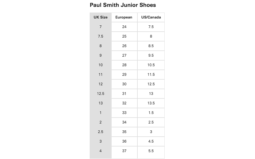 Clothing Size Guides Charts - Smith